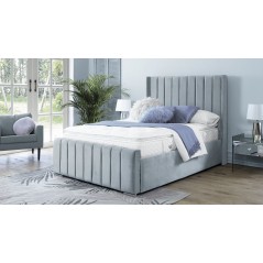 Araz Velvet Silver 4ft Small Double Ottoman Bed